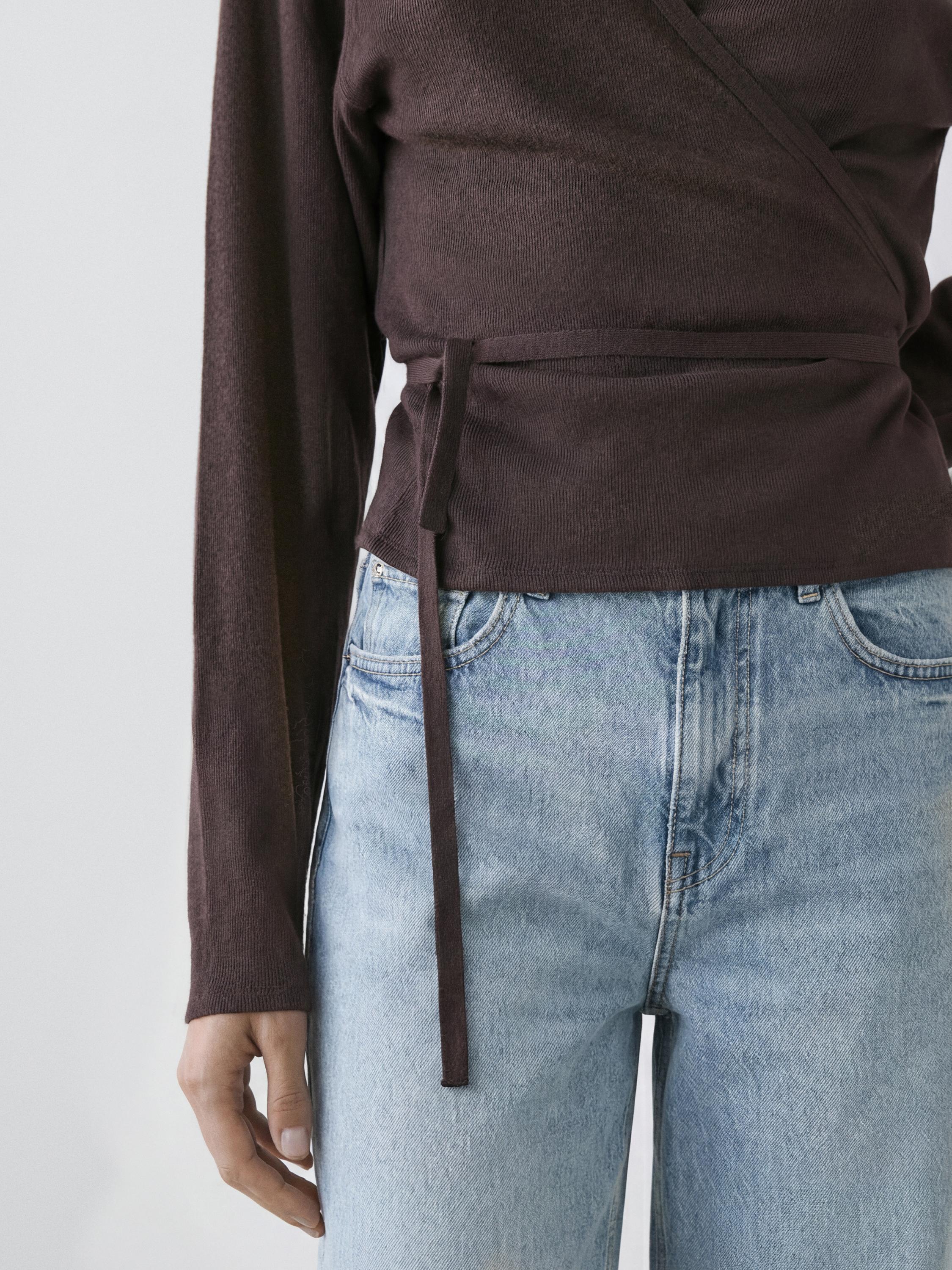 Veste croisée en coton mélangé